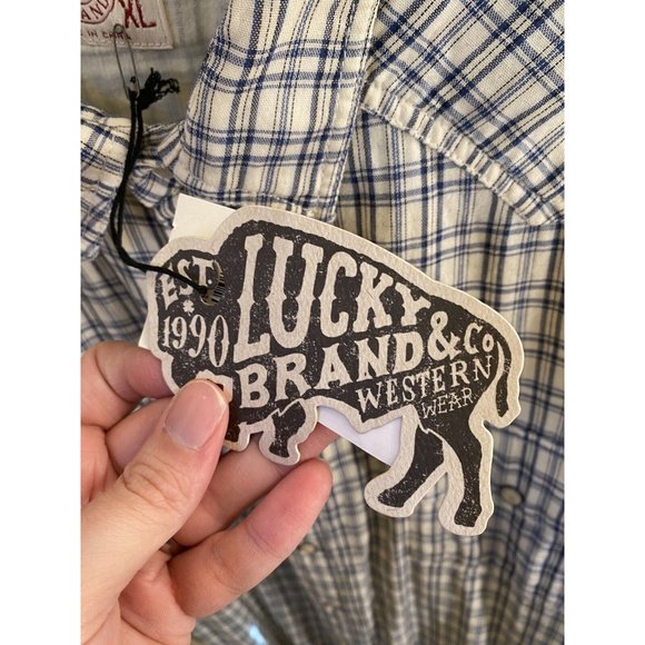 Lucky Brand Mens Xl Pearl Snap L/S Classic Fit Plaid Western Shirt $79 Nwt - Picture 6 of 10